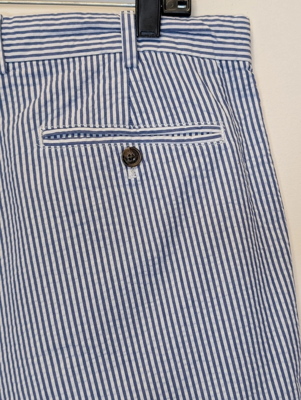 Brooks Brothers Seersucker Stripe Shorts Blue White Classic Preppy Cotton 36